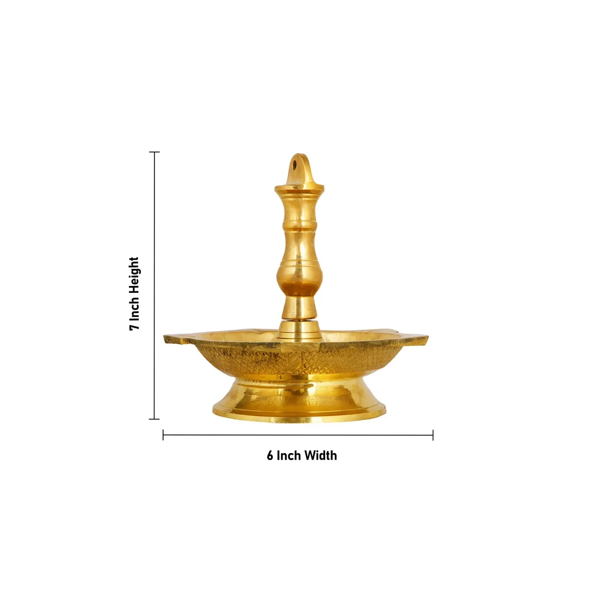 Brass Lamp  - 7 x 6 Inches |  Hanging Diya/ Thooku Vilakku/ Latkan Hanging 5 Face Deep for Home