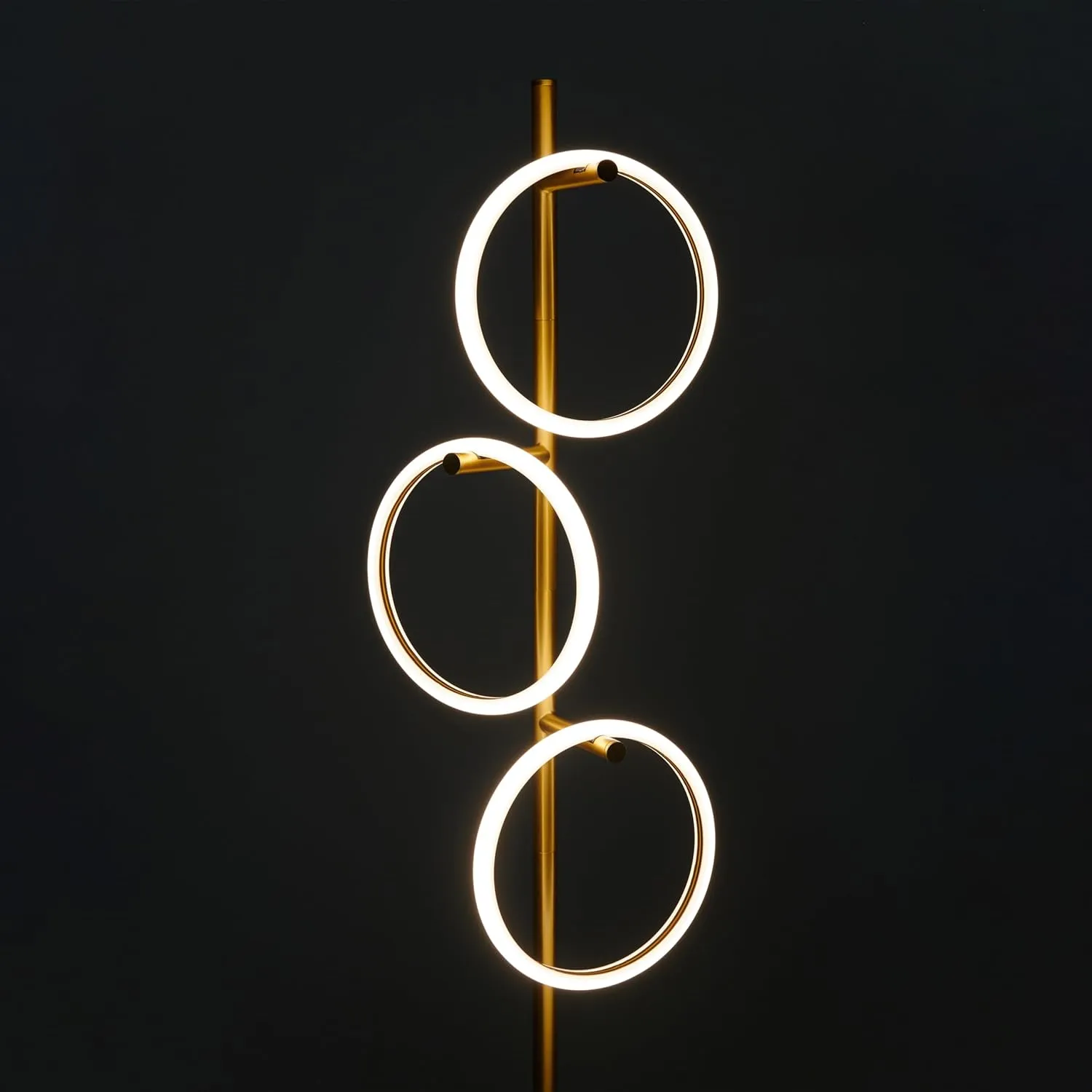 Brightech Saturn Floor Lamp, Great Living Room Decor, Tall Tree Lamp for Offices, Contemporary Standing Lamp with 3 LED Lights for Bedroom Reading - Gold/Brass
