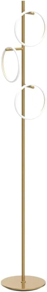 Brightech Saturn Floor Lamp, Great Living Room Decor, Tall Tree Lamp for Offices, Contemporary Standing Lamp with 3 LED Lights for Bedroom Reading - Gold/Brass