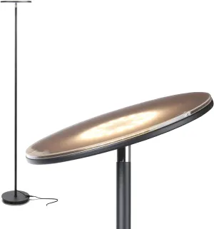 Brightech Sky Flux Dimmable LED Floor Lamp – Super Bright Floor Lamp for Living Room and Offices – Torchiere Standing Lamp with 3 Light Options, Tall Lamp for Bedroom Reading and More - Black