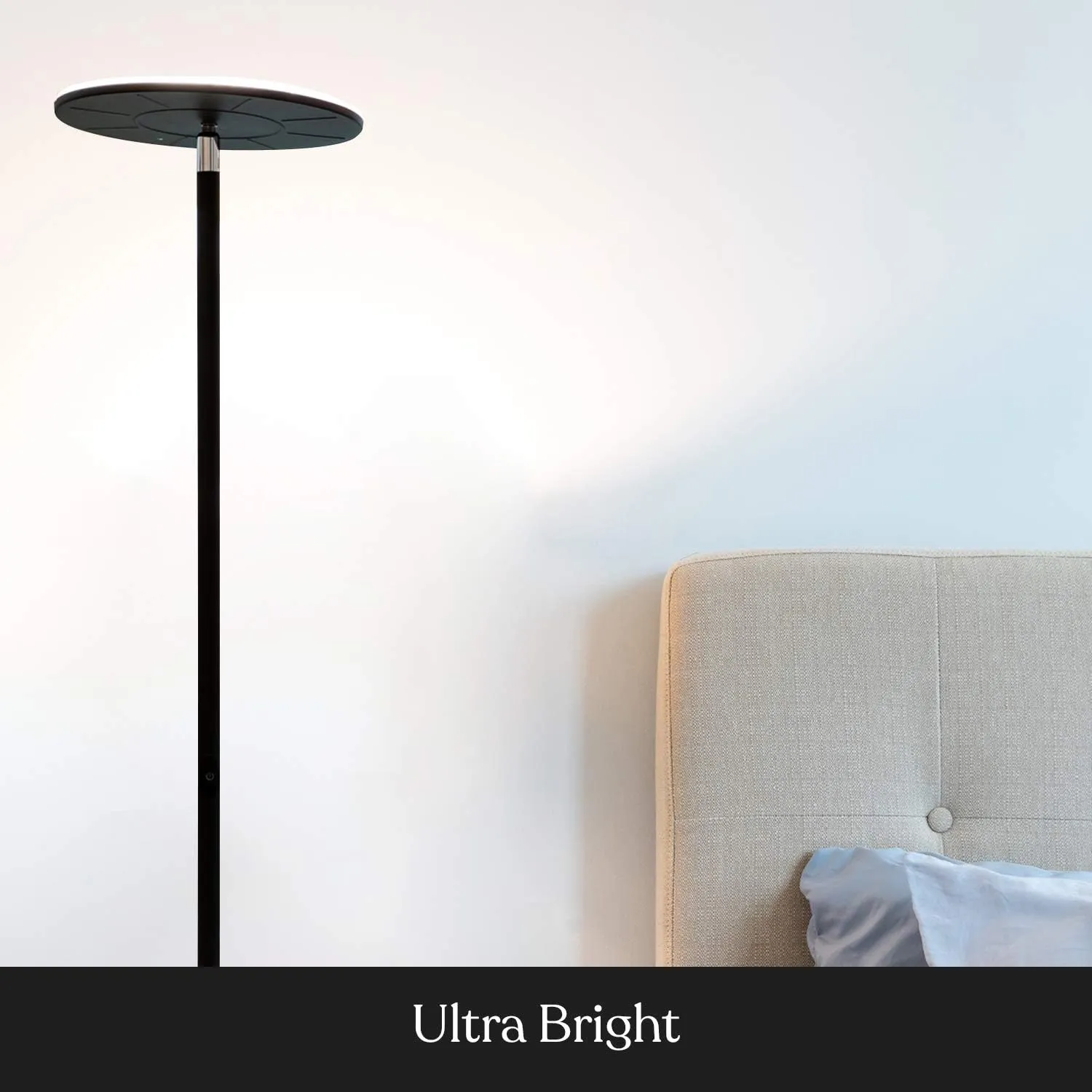 Brightech Sky Flux Dimmable LED Floor Lamp – Super Bright Floor Lamp for Living Room and Offices – Torchiere Standing Lamp with 3 Light Options, Tall Lamp for Bedroom Reading and More - Black