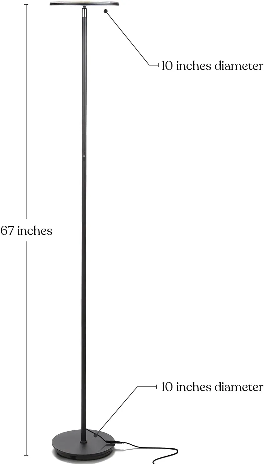 Brightech Sky Flux Dimmable LED Floor Lamp – Super Bright Floor Lamp for Living Room and Offices – Torchiere Standing Lamp with 3 Light Options, Tall Lamp for Bedroom Reading and More - Black