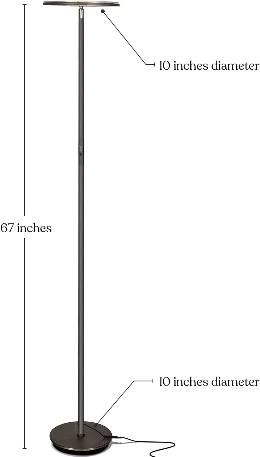 Brightech Sky Flux Dimmable LED Floor Lamp – Super Bright Floor Lamp for Living Room and Offices – Torchiere Standing Lamp with 3 Light Options, Tall Lamp for Bedroom Reading and More - Bronze