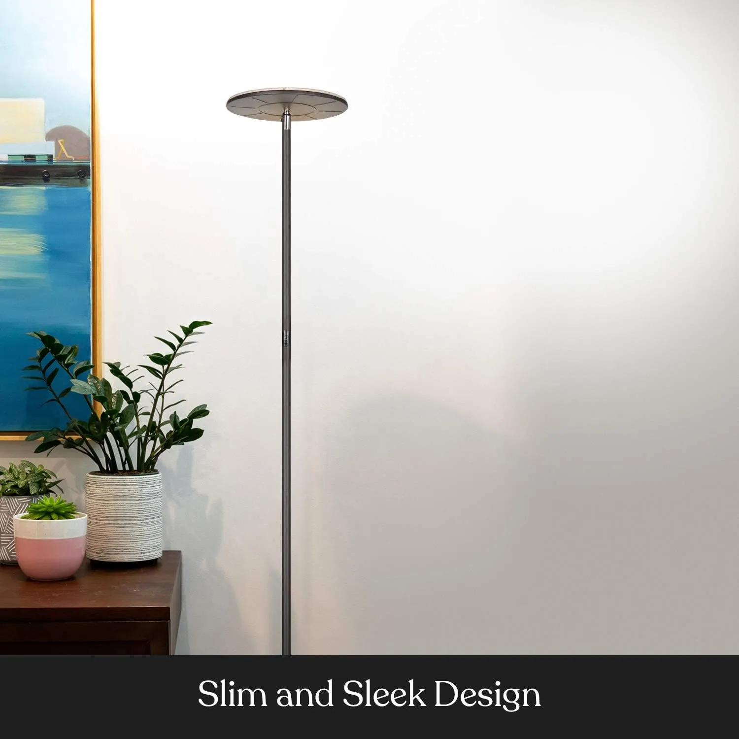 Brightech Sky Flux Dimmable LED Floor Lamp – Super Bright Floor Lamp for Living Room and Offices – Torchiere Standing Lamp with 3 Light Options, Tall Lamp for Bedroom Reading and More - Bronze