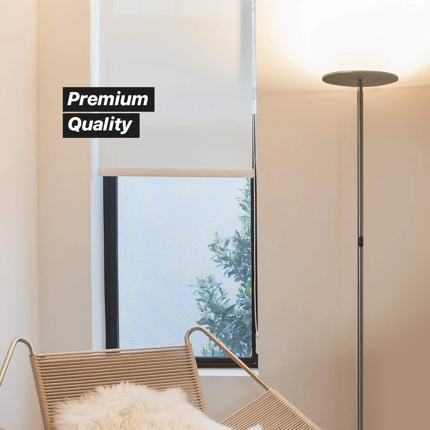 Brightech Sky Flux Dimmable LED Floor Lamp – Super Bright Floor Lamp for Living Room and Offices – Torchiere Standing Lamp with 3 Light Options, Tall Lamp for Bedroom Reading and More - Nickel