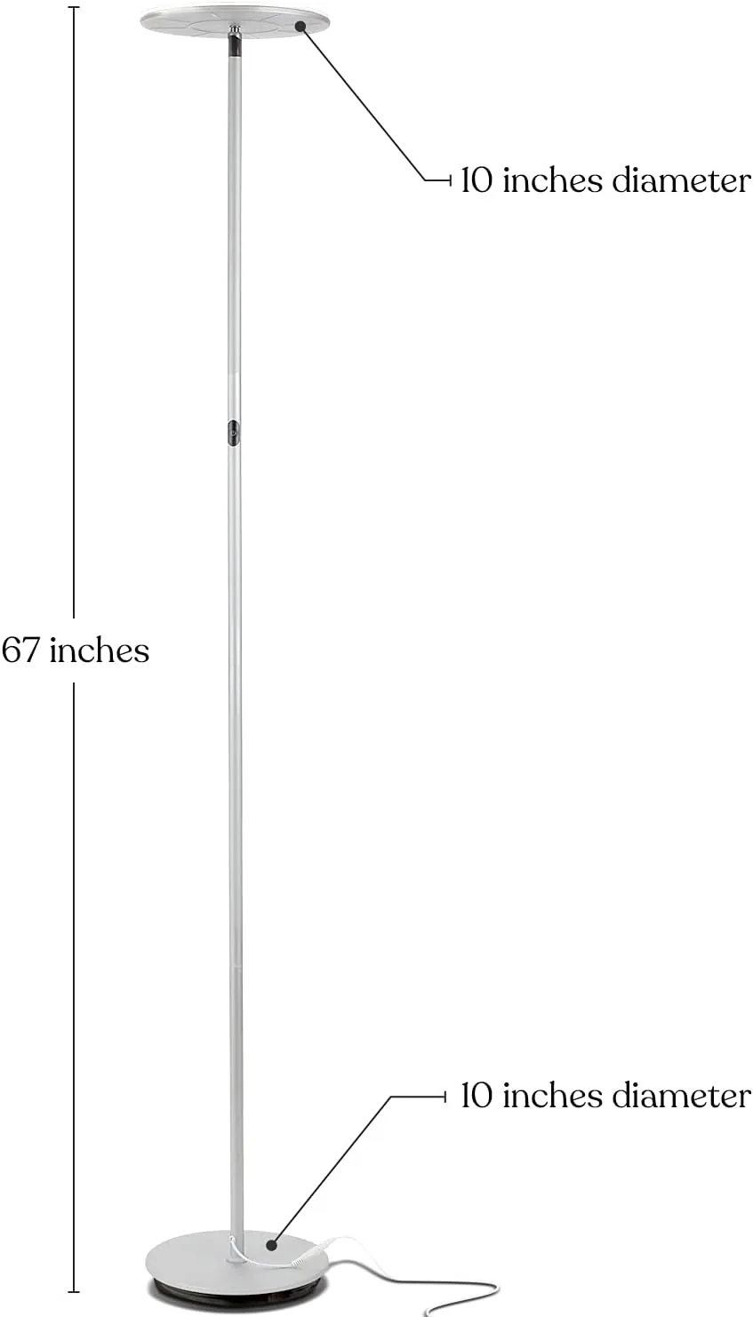 Brightech Sky Flux Dimmable LED Floor Lamp – Super Bright Floor Lamp for Living Room and Offices – Torchiere Standing Lamp with 3 Light Options, Tall Lamp for Bedroom Reading and More - Silver