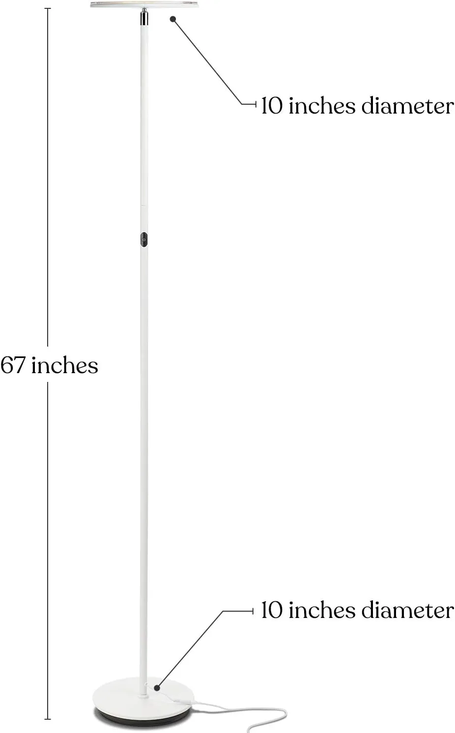 Brightech Sky Flux Dimmable LED Floor Lamp – Super Bright Floor Lamp for Living Room and Offices – Torchiere Standing Lamp with 3 Light Options, Tall Lamp for Bedroom Reading and More - White