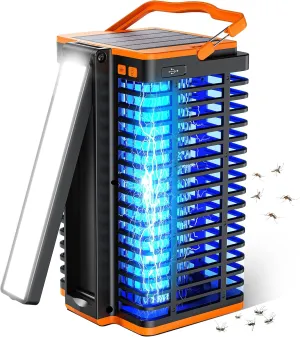 Bug Zapper Indoor Outdoor, Mosquito Trap Cordless & Rechargeable, Mosquito Zapper Solar Powered, 4200V Killer with Reading Lamp Equipped 4000mAh Battery for Home
