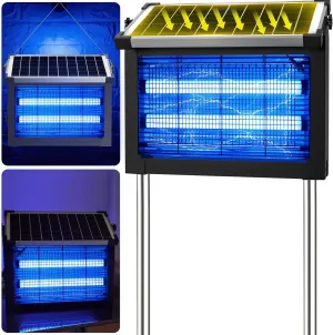 Bug Zapper Outdoor Solar Powered, Zwiran Mosquito Zapper Indoor with 4500V High Powered, Electric Fly Zapper with Extension Cord and Grounding Bracket, Rechargeable Waterproof Mosquito Killer
