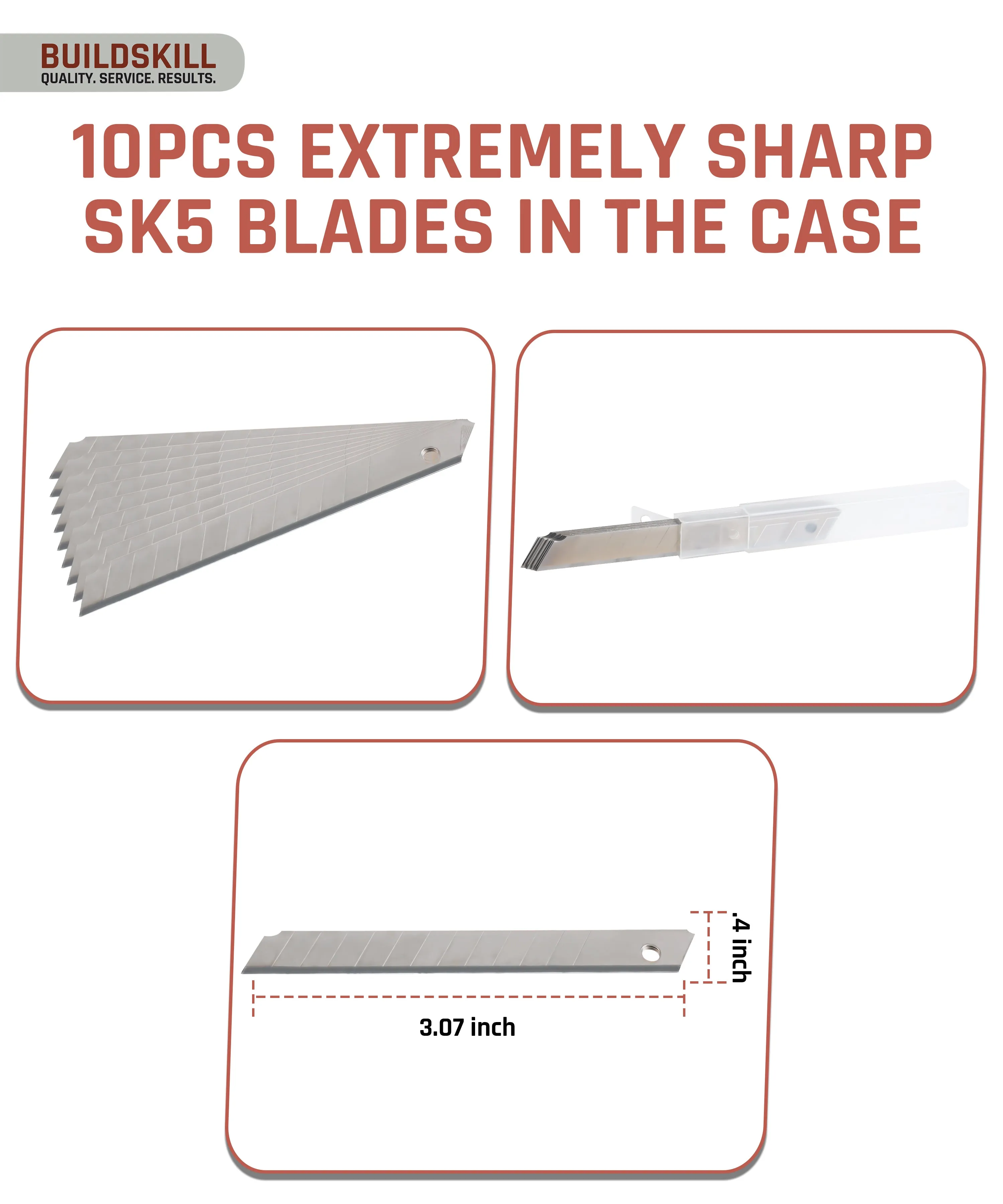 BUILDSKILL Utility Knife 9MM (1 Knife   2 Blades) with 10 pcs Extra Blades