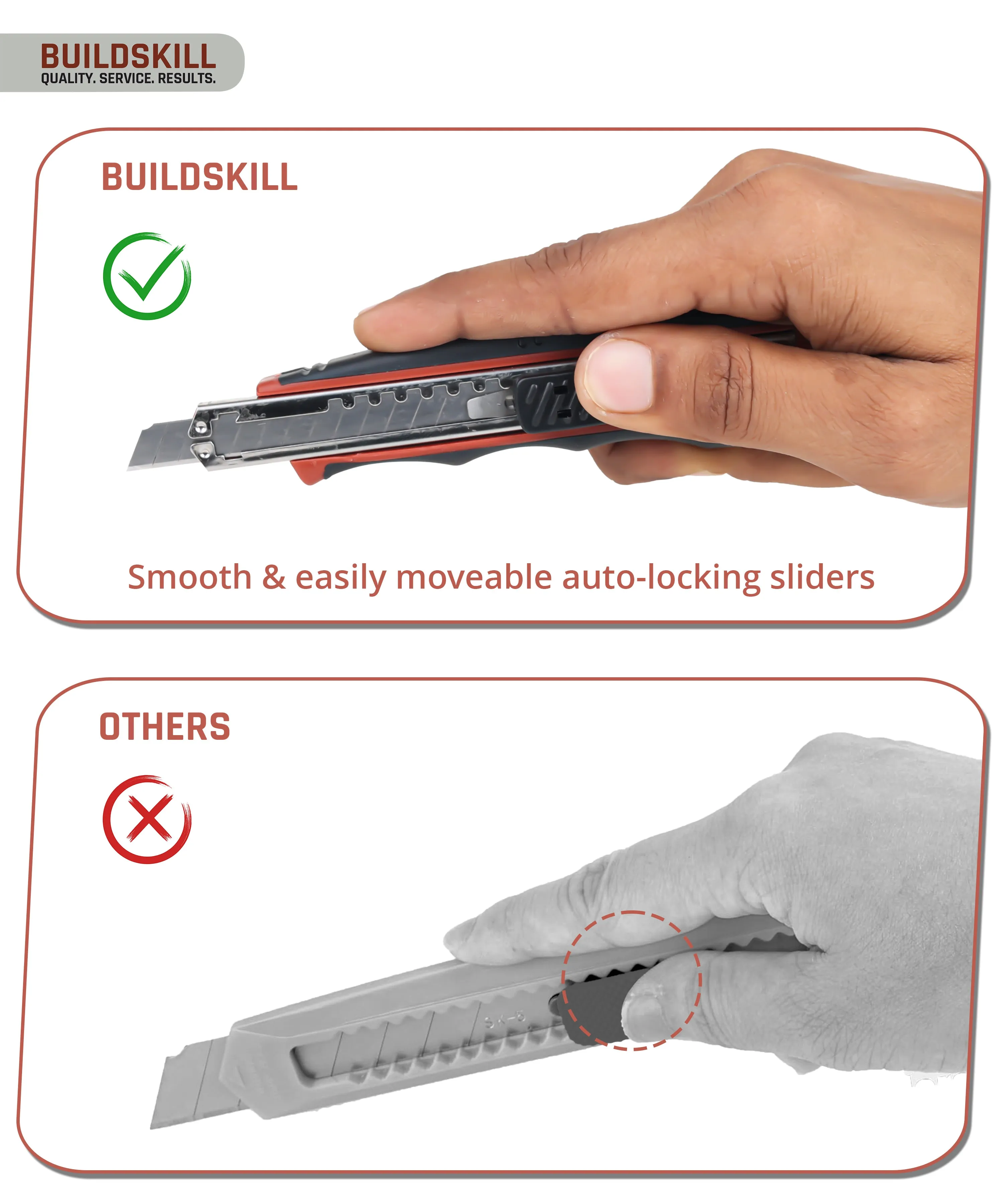 BUILDSKILL Utility Knife 9MM (1 Knife   2 Blades) with 10 pcs Extra Blades