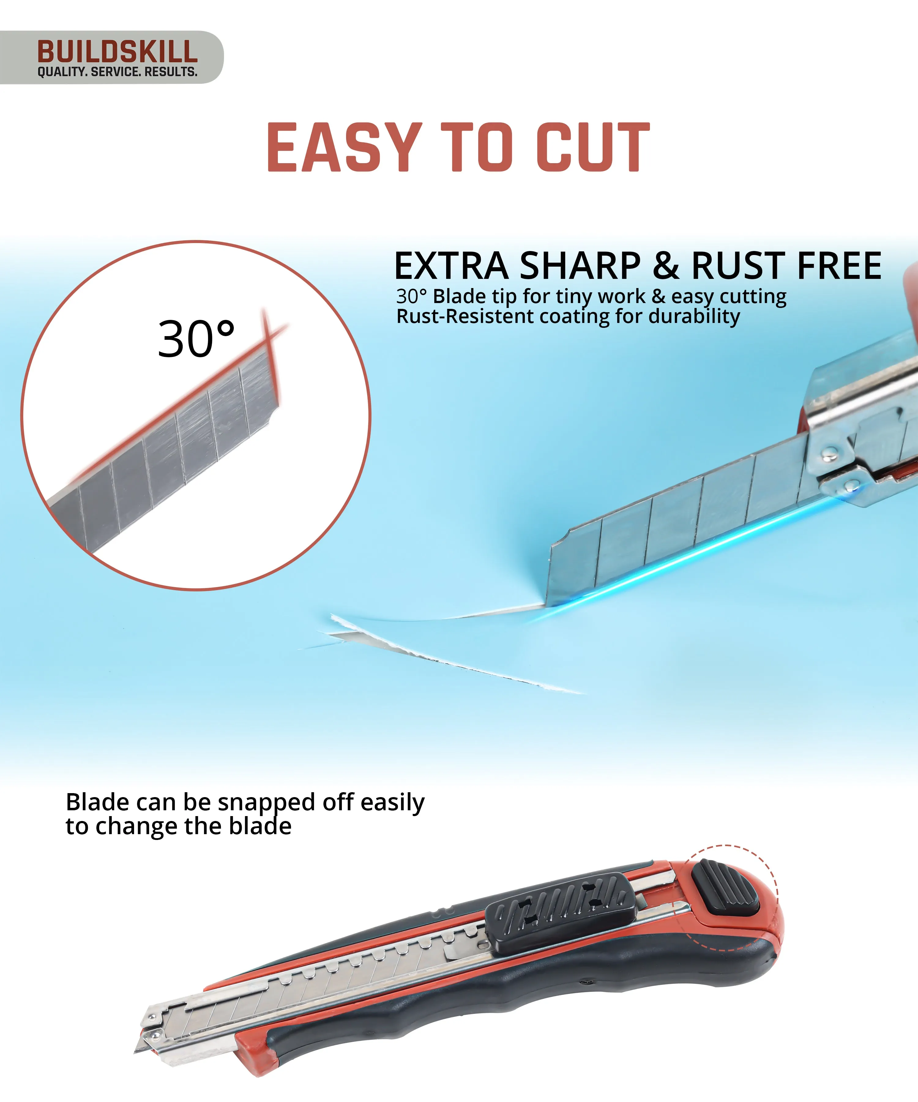 BUILDSKILL Utility Knife 9MM (1 Knife   2 Blades) with 10 pcs Extra Blades