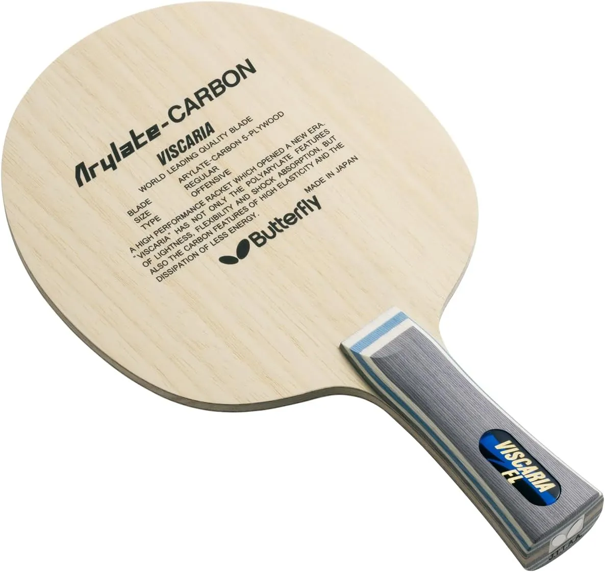 Butterfly Viscaria Table Tennis Blade - Butterfly ALC Blade - Professional Butterfly Table Tennis Blade - Available in FL, and ST handle styles - Made in Japan