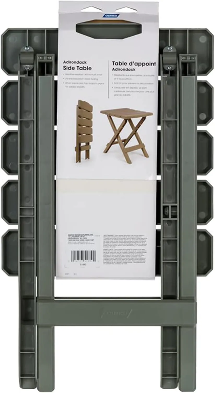 Camco 21042 Quick-Folding Adirondack Table, Plastic, Sage
