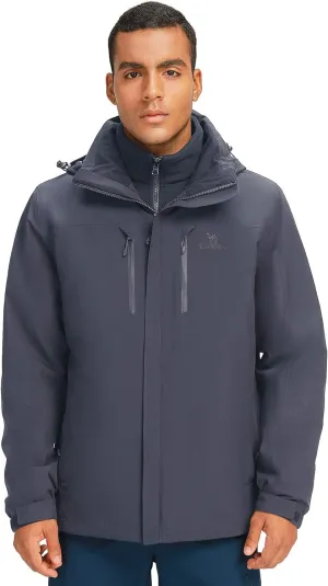 CAMEL CROWN Outdoor Jacket Men Winter Ski Jacket Windbreaker 3 in1 Hooded Rain Coat for Traveling Climbing Hiking