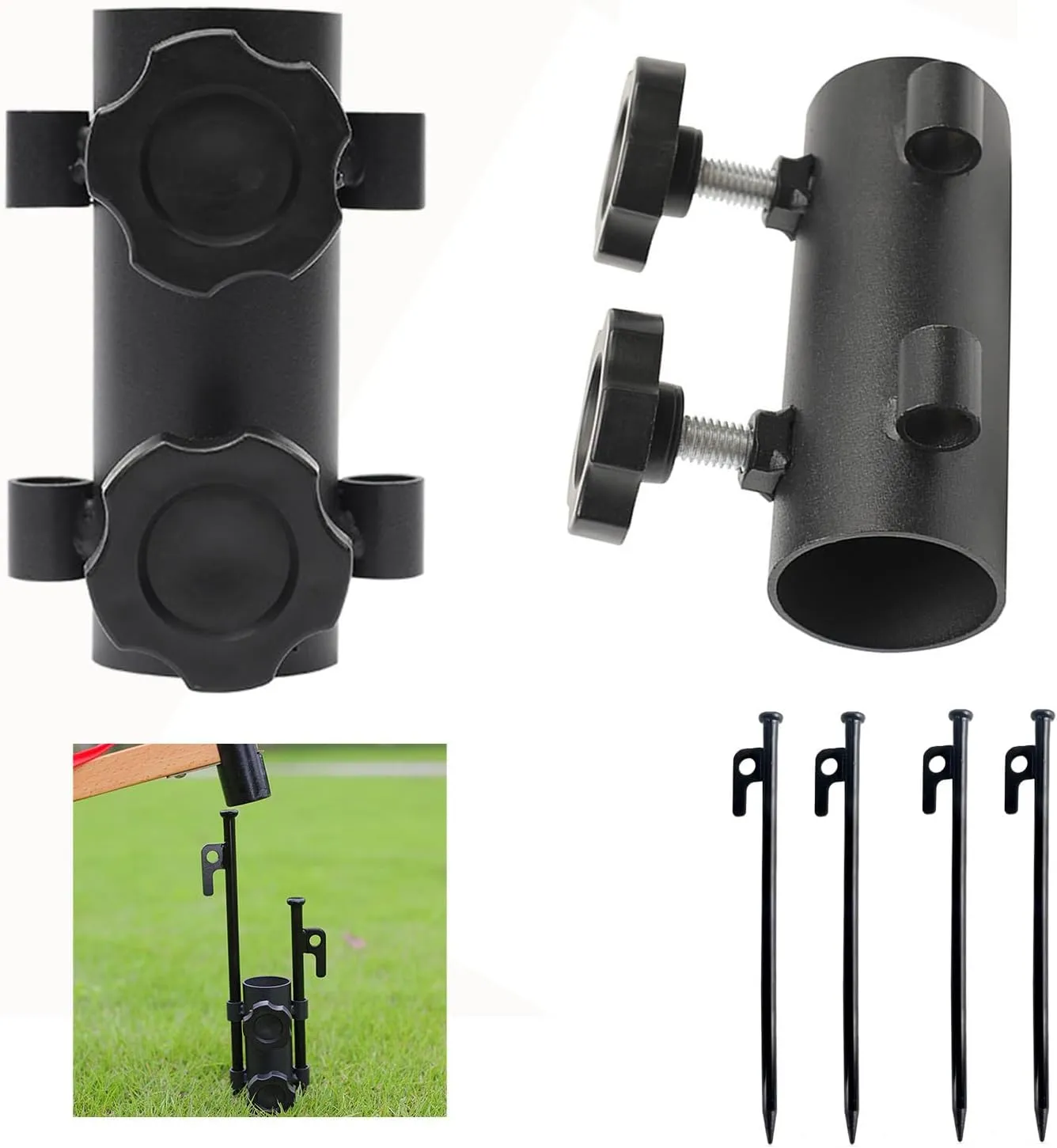 Camping Tent Rod Holders - Beach Umbrella Rod Holders - Windproof Awning Rod Holder, Plant Umbrella Shade for Potted Plants, Beach Umbrella Stand, Awning Support Poles (2)
