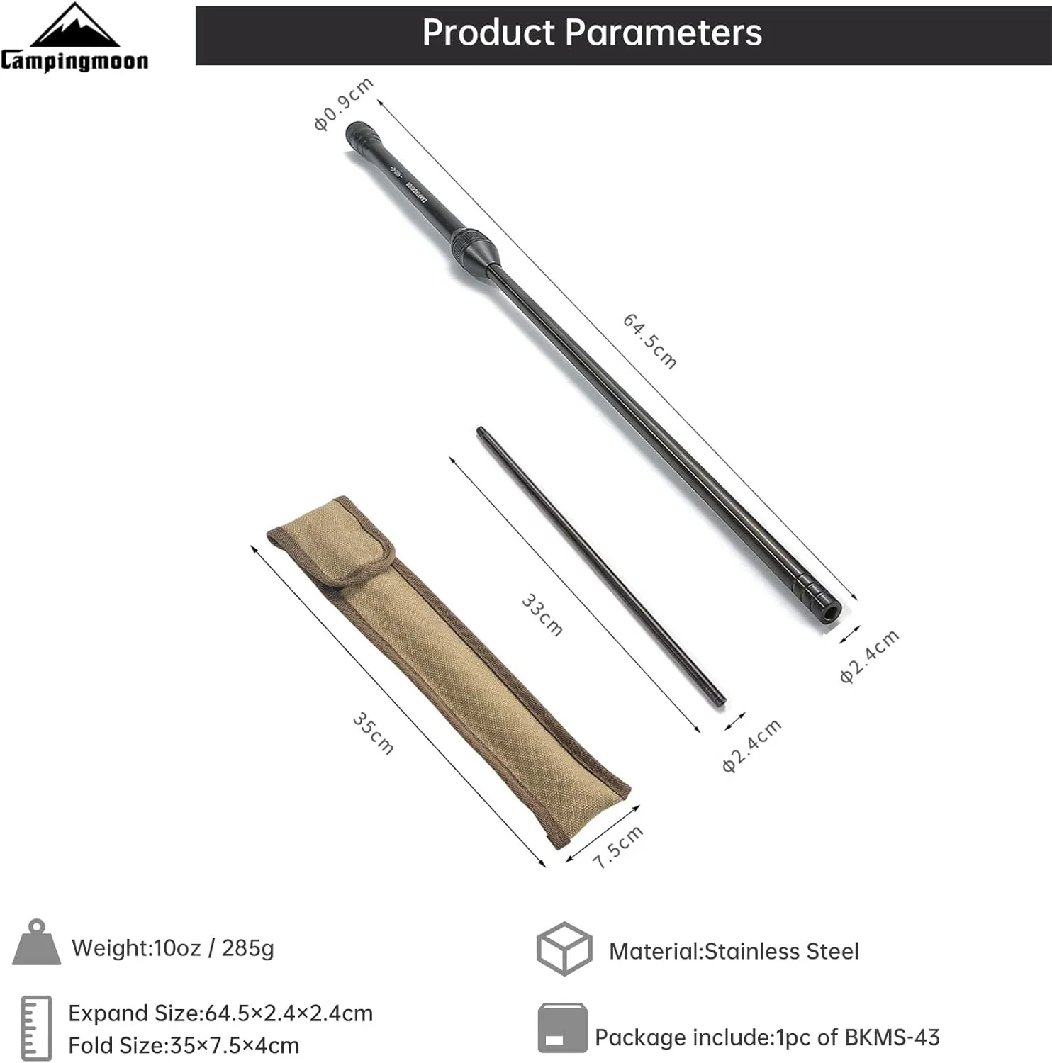 Campingmoon Pocket Bellows Fire Bellows Stainless Steel Camping Blow Fire Tube by Mouth Telescopic