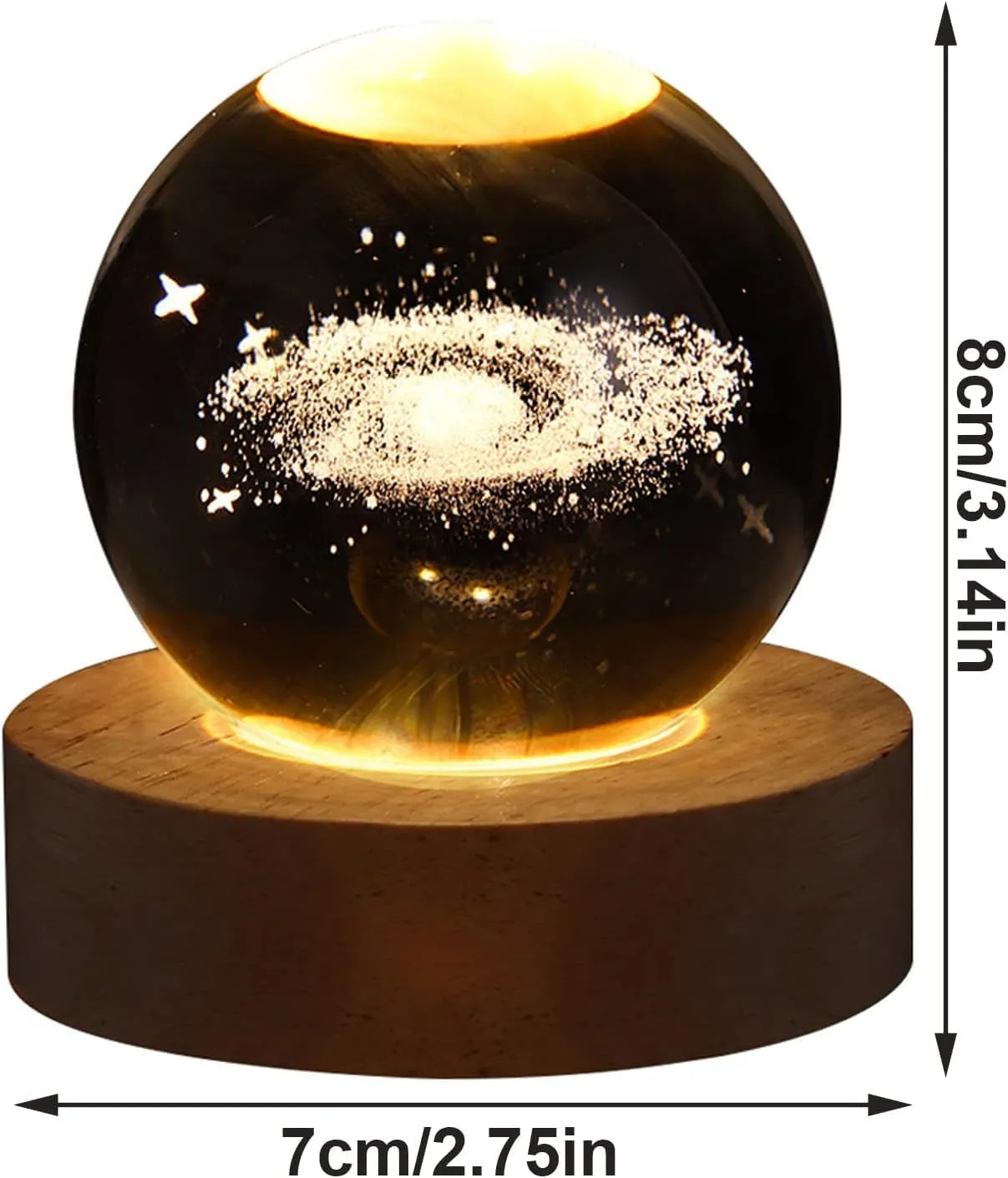 C&M 3D Solar System Crystal Ball Night Light,Solar System Figurine Lamp,Decorative Glass Sphere Ball Paperweight Crystal Sea Animal Decorations for Home (Solar System)