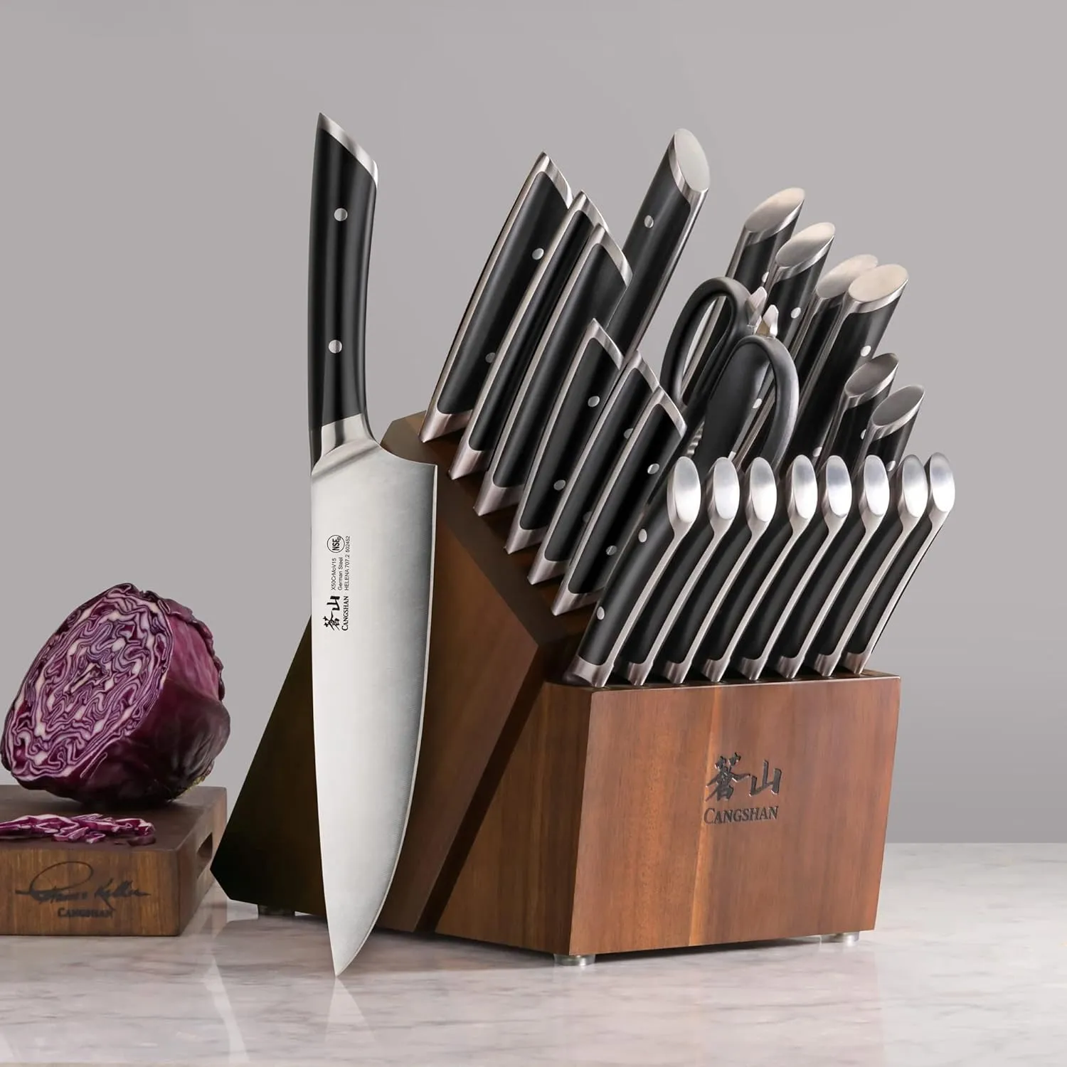 Cangshan HELENA Series German Steel Forged Knife Block Set (23-Piece, Black)