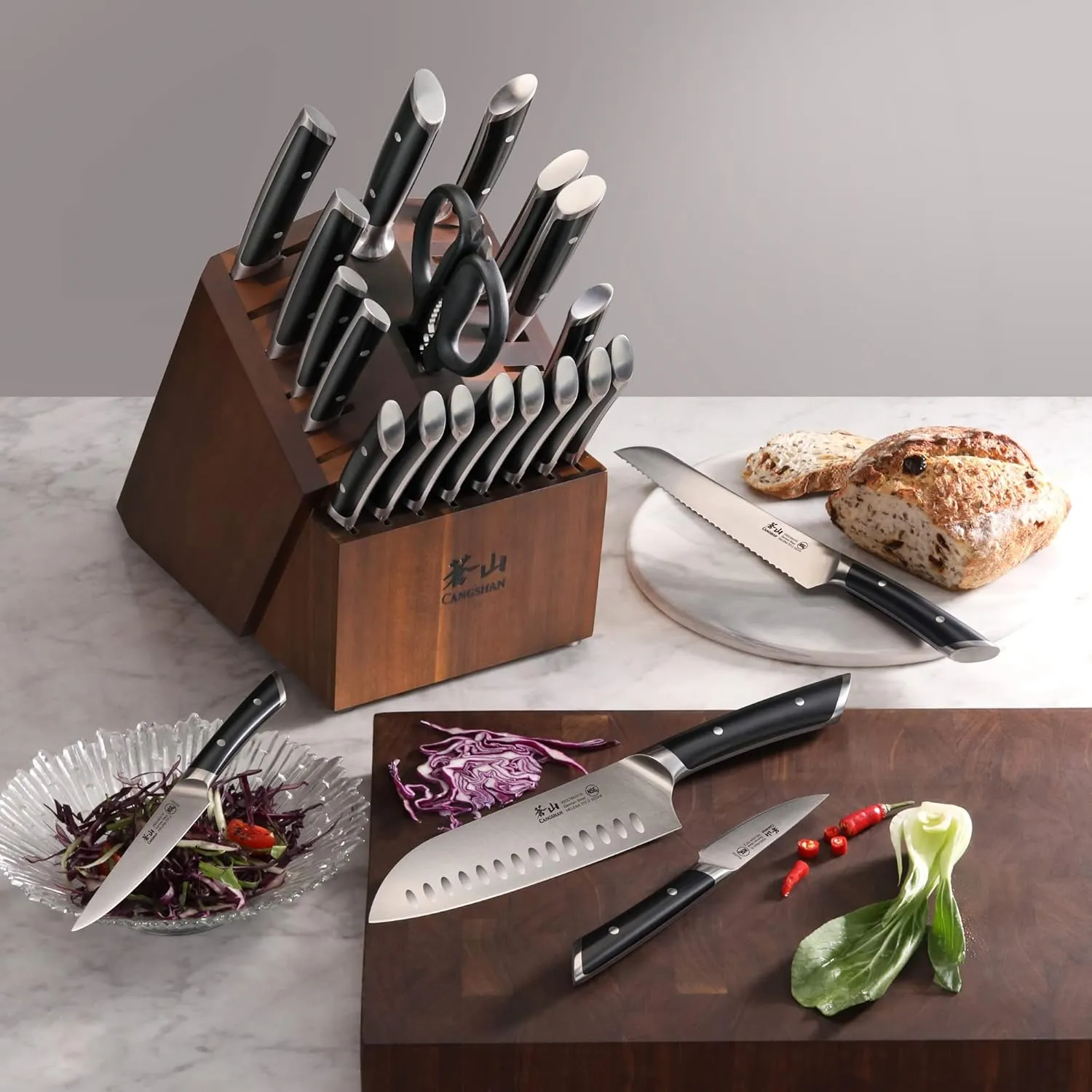Cangshan HELENA Series German Steel Forged Knife Block Set (23-Piece, Black)