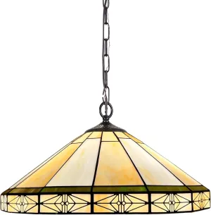 Capulina Tiffany Pendant Light, 2 Light 16 Inches Wide Rustic Mission Cream Style Stained Glass Hanging Lamp Decor for Dining Room Kitchen Island Home Farmhouse