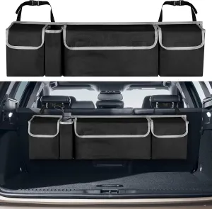 Car Trunk Organizer Storage Bag for Chevy Chevrolet Equinox Traverse Trax Tahoe Trailblazer Suburban Express LS LT RS SUV accessories, Waterproof Hanging Collapsible Backseat Bag