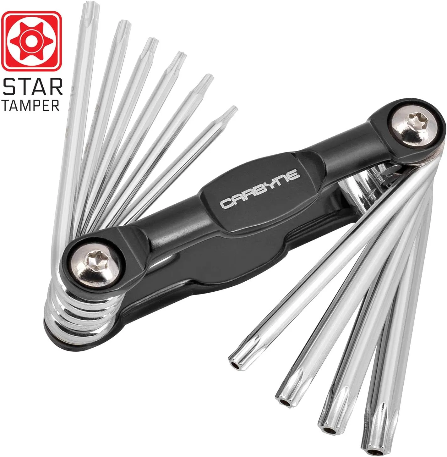 Carbyne 10-Piece Folding Tamper Proof Star (Torx) Wrench Set, Includes T-6 to T-30. Heat Treated S2 Steel
