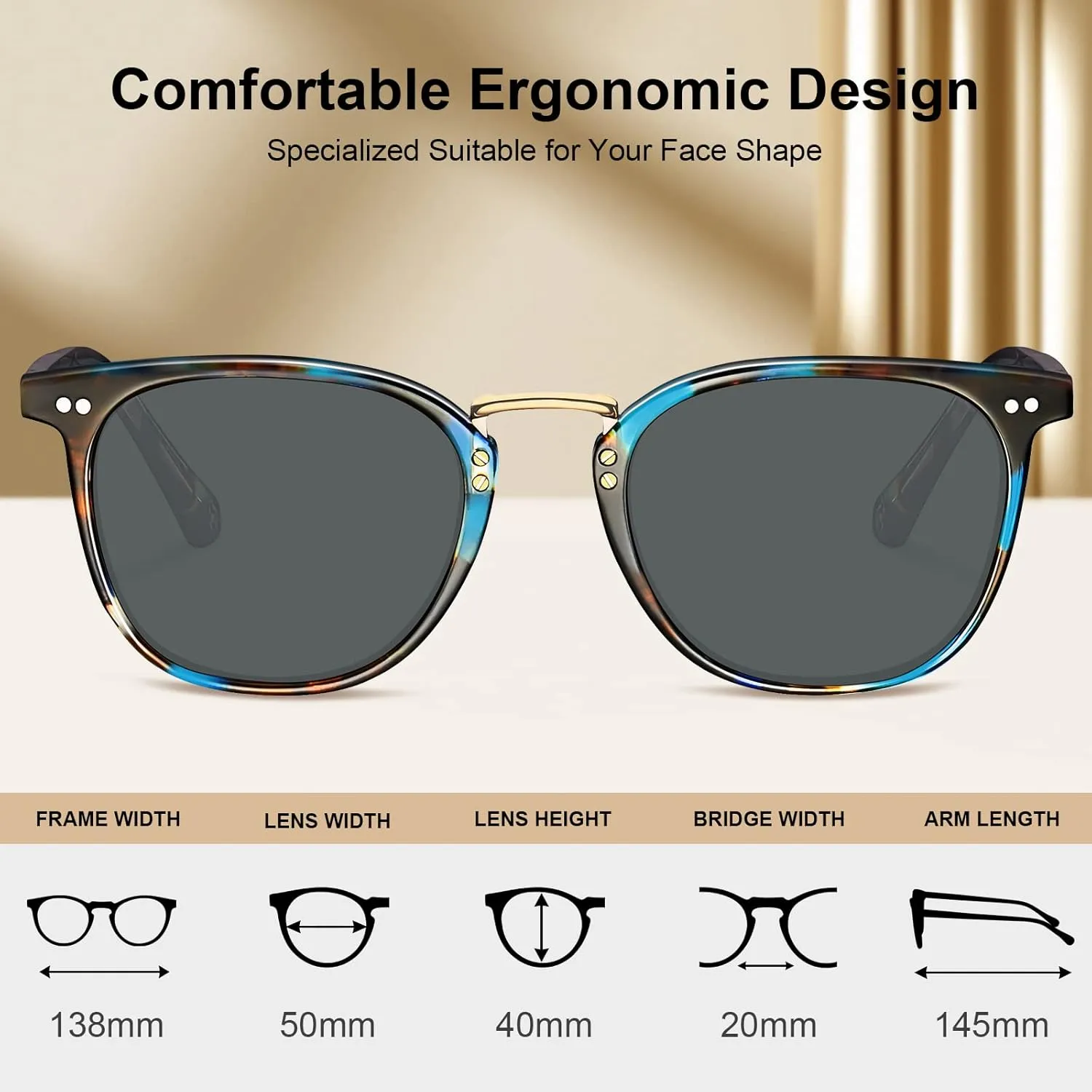 CARFIA Fashion Acetate Polarized Womens Sunglasses Small Face Retro Metal Bridge Sunnies CA5015