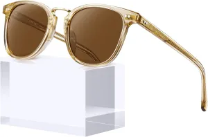 CARFIA Fashion Acetate Polarized Womens Sunglasses Small Face Retro Metal Bridge Sunnies CA5015