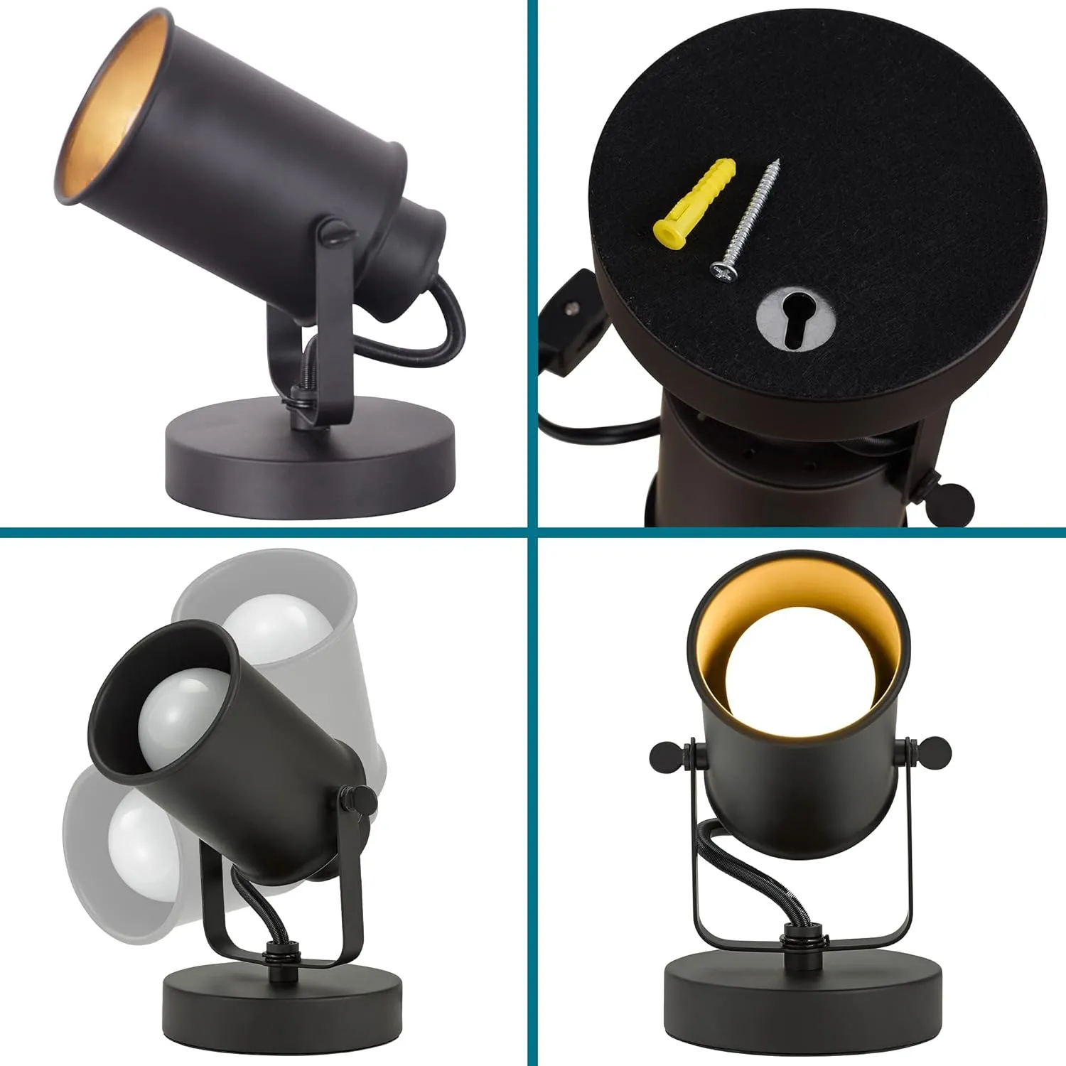 Catalina Lighting Modern Multipurpose Spotlight Desk or Wall Mount Accent Lamp, 6", Dark Bronze, Set of 2