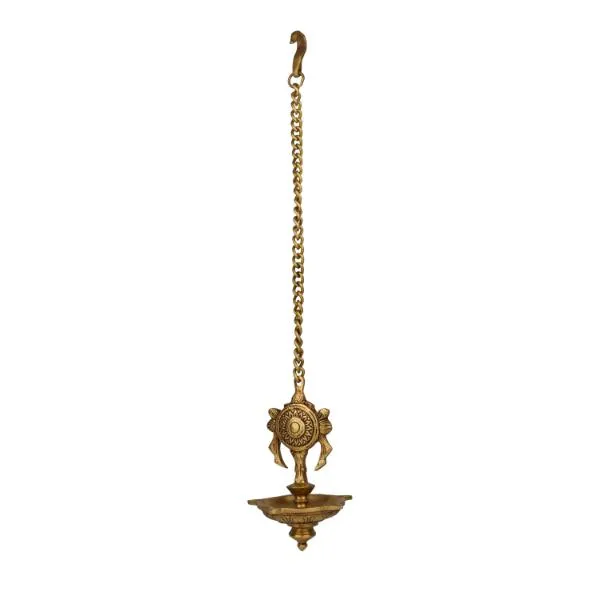 Chakra Hanging Deep - 6 Inches | Brass Vilakku/ Antique Finish Lamp for Pooja/ 660 Gms Approx
