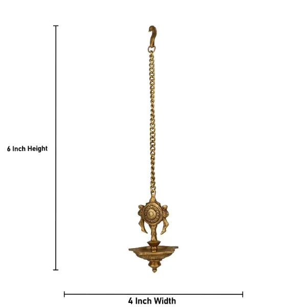 Chakra Hanging Deep - 6 Inches | Brass Vilakku/ Antique Finish Lamp for Pooja/ 660 Gms Approx
