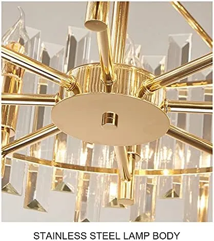 Chandelier, Gold Led Pendant Lights Crystal Living Room Indoor Lighting Modern Hanging Lamp Compatible with Dining Room Kitchen Industrial Loft Lamp Modern V-intage(D45)