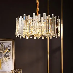 Chandelier, Gold Led Pendant Lights Crystal Living Room Indoor Lighting Modern Hanging Lamp Compatible with Dining Room Kitchen Industrial Loft Lamp Modern V-intage(D45)