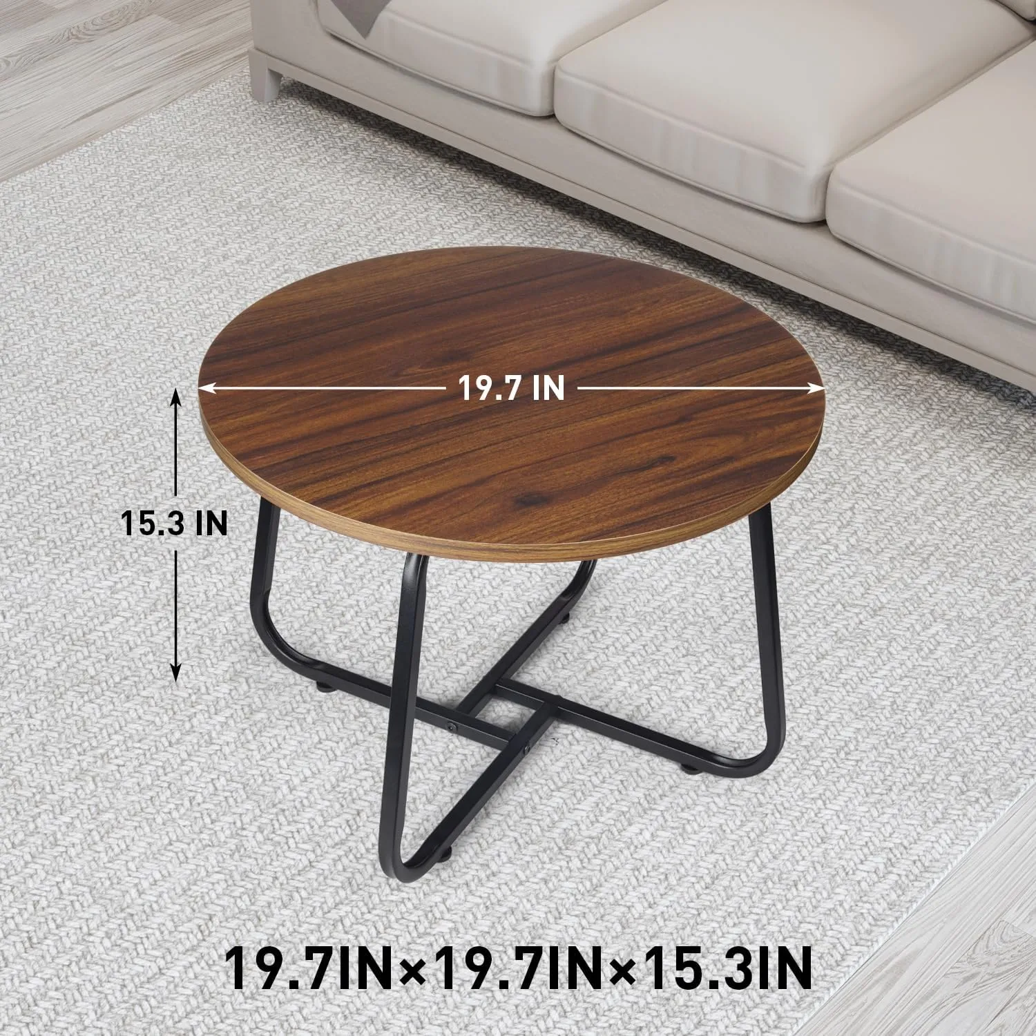 Circle Coffee Table, 20" Small Round Table for Living Room Decor, Center Tea Table for Home, Office Modern Style, Metal Frame, Easy to Assemble