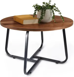 Circle Coffee Table, 20" Small Round Table for Living Room Decor, Center Tea Table for Home, Office Modern Style, Metal Frame, Easy to Assemble
