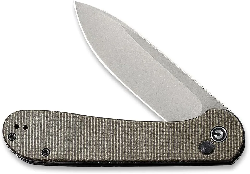CIVIVI Pocket Folding Knife with 3.47" 14C28N Blade Micarta Handle, Button Lock Elementum Knife for EDC C2103C (Dark Green)