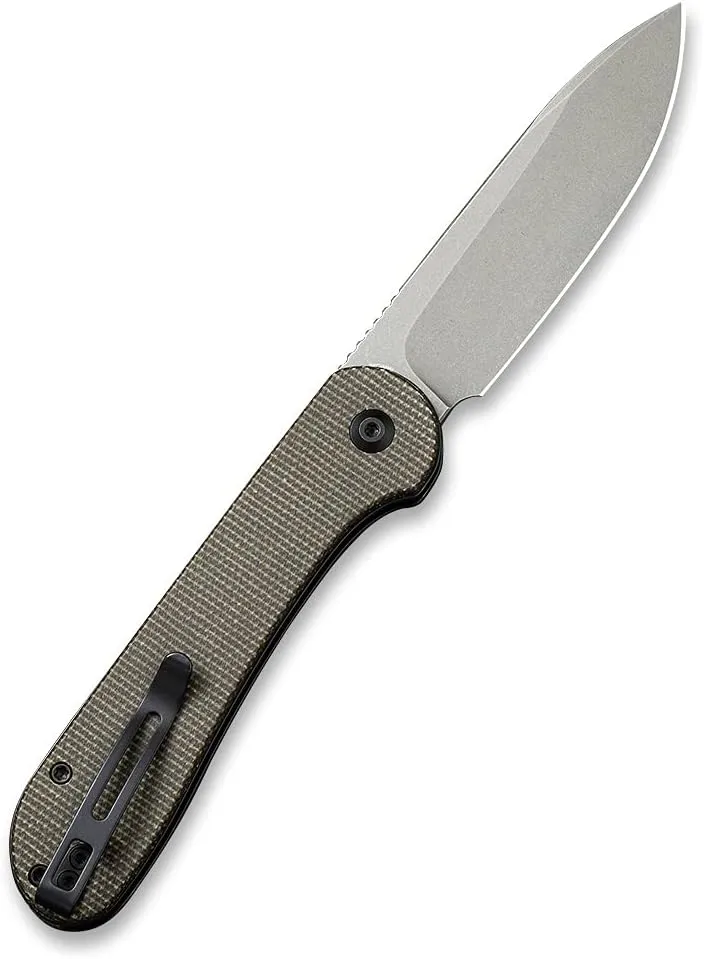 CIVIVI Pocket Folding Knife with 3.47" 14C28N Blade Micarta Handle, Button Lock Elementum Knife for EDC C2103C (Dark Green)