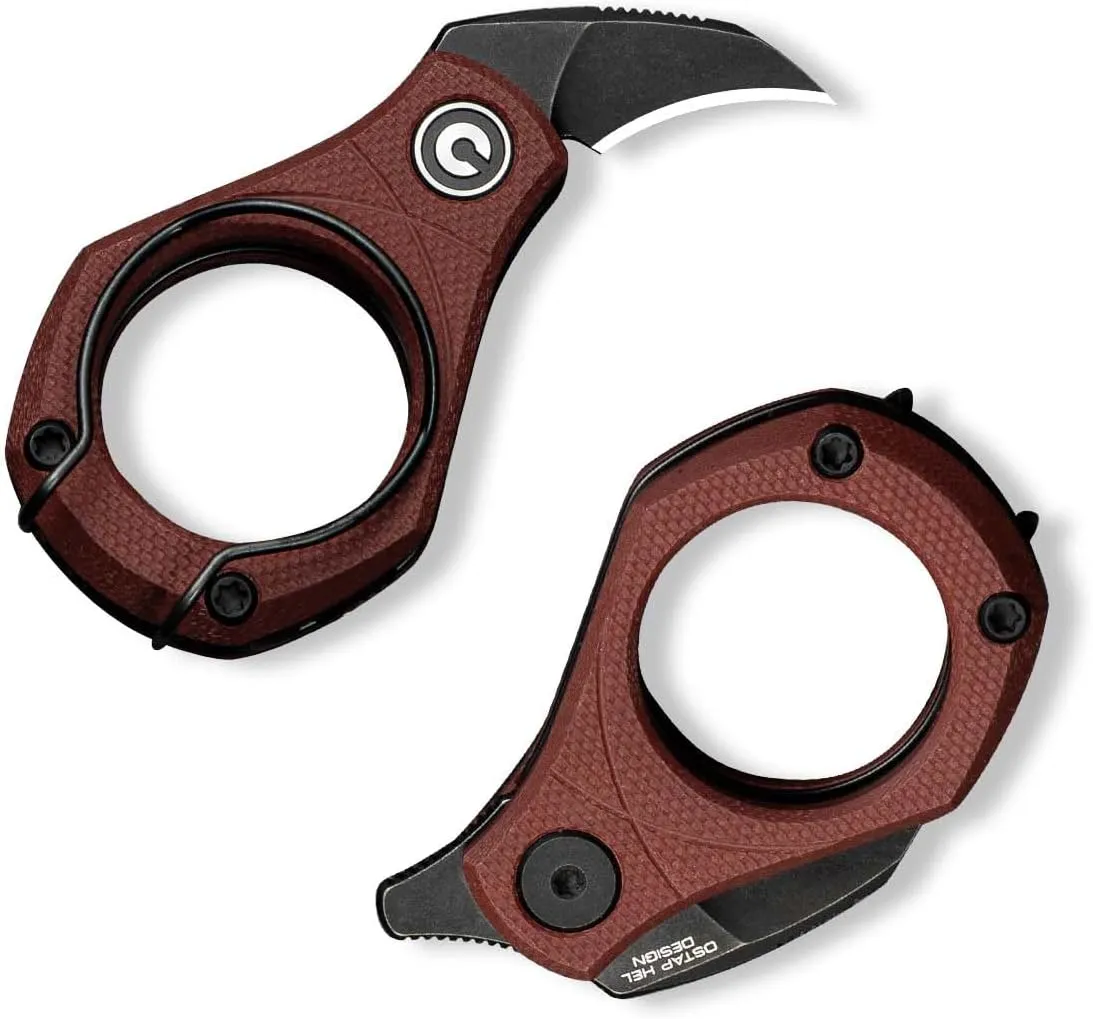CIVIVI Pyrus Mini EDC Folding Utility Knife, Compact Keychain Box Cutter with 14C28N Blade & Ringed G10 Handle, Christmas Stocking Stuffers Gift for Men Women C23038-1 (Burgundy)