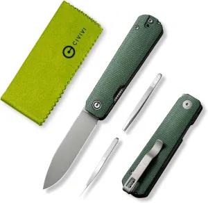 CIVIVI Sendy 3 In 1 Multitool Pocket Knife With Tweezers and Toothpick, Ben Petersen designed Folding Knife for EDC Camping Daily Use, Perfect Gifts for Men Women C21004A-1