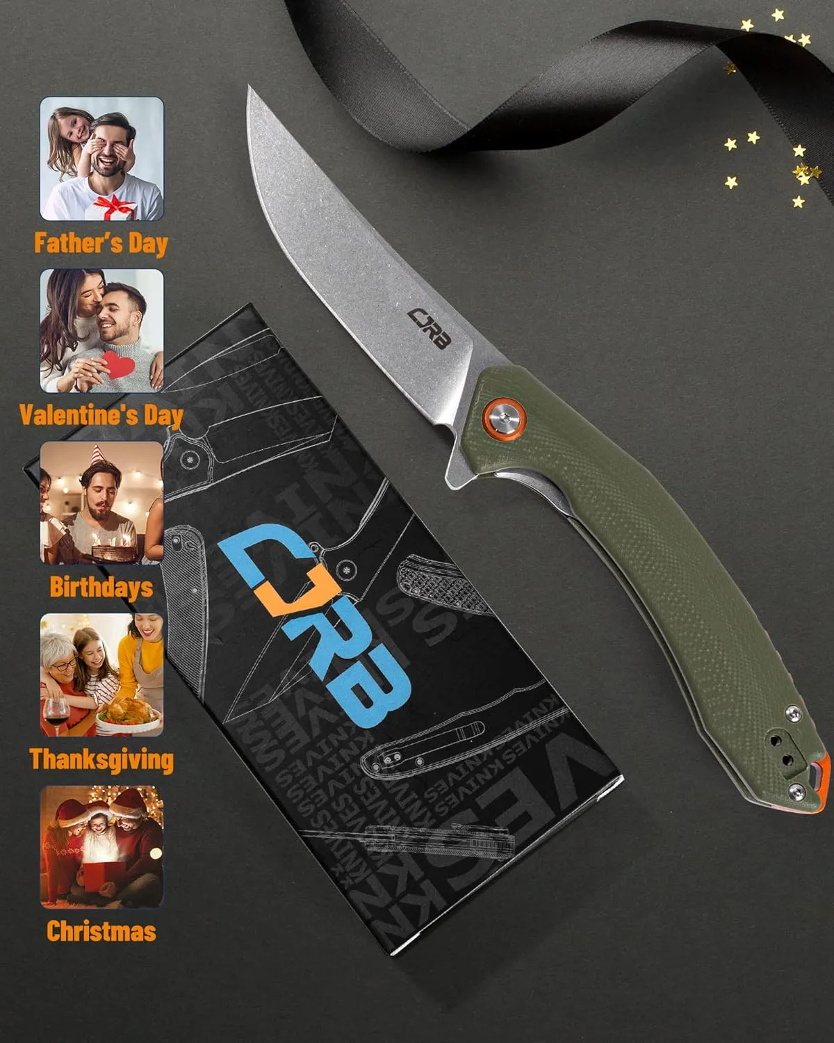 CJRB CUTLERY Folding Knife Gobi (J1906) AR-RPM9 Powder Steel G10 Handle EDC Knife Pocket Knife Green Handle