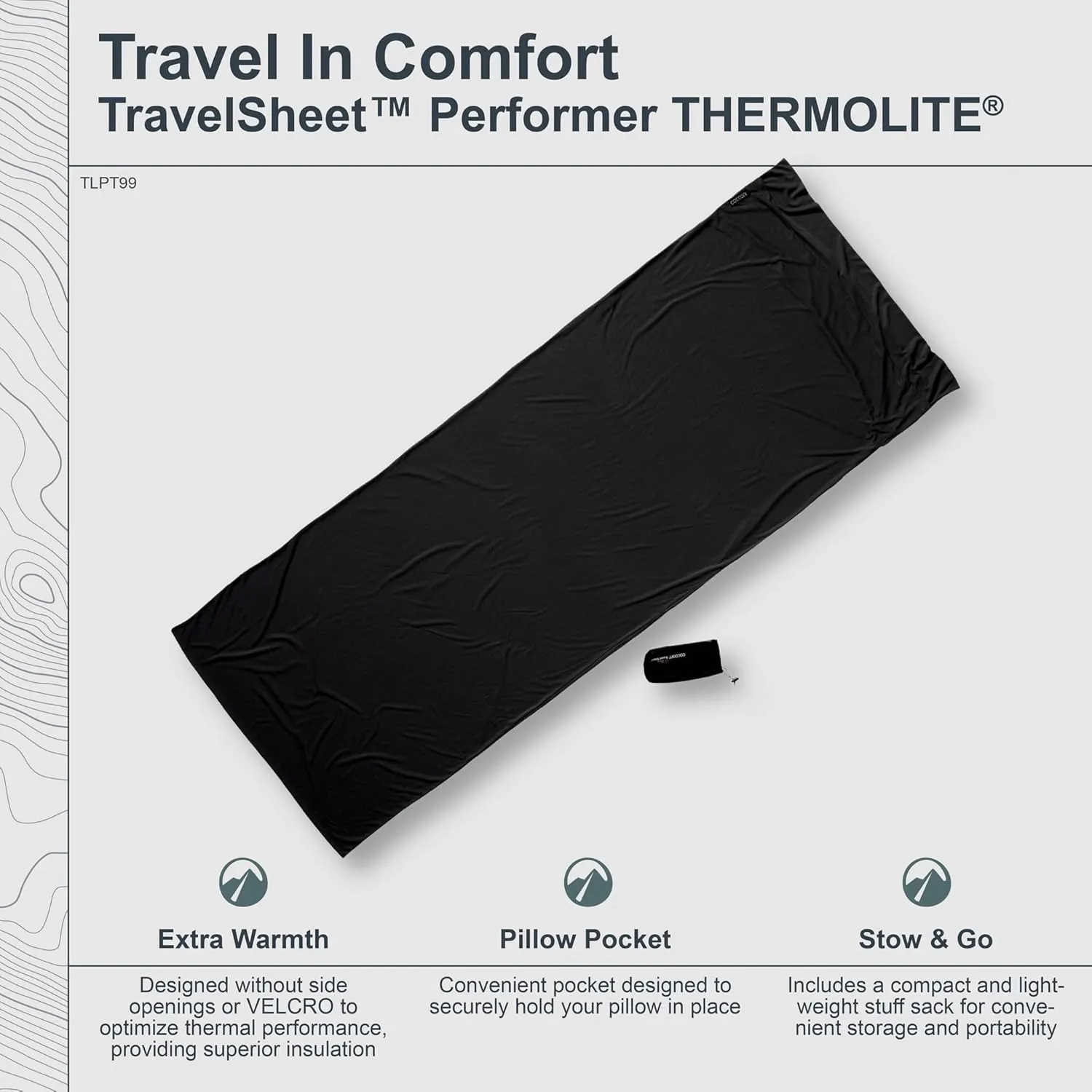 COCOON - Premium - TravelSheet -Thermolite - Volcano Grey - Regular