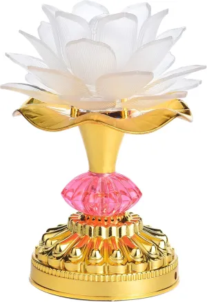 Colorful LED Lotus Buddhist Lamp, Gradient Buddha Light for Worship, Prayer and Display, Low Power Consumption, Eco - Friendly Material for Buddha Occasions, Buddhist Supplies - White
