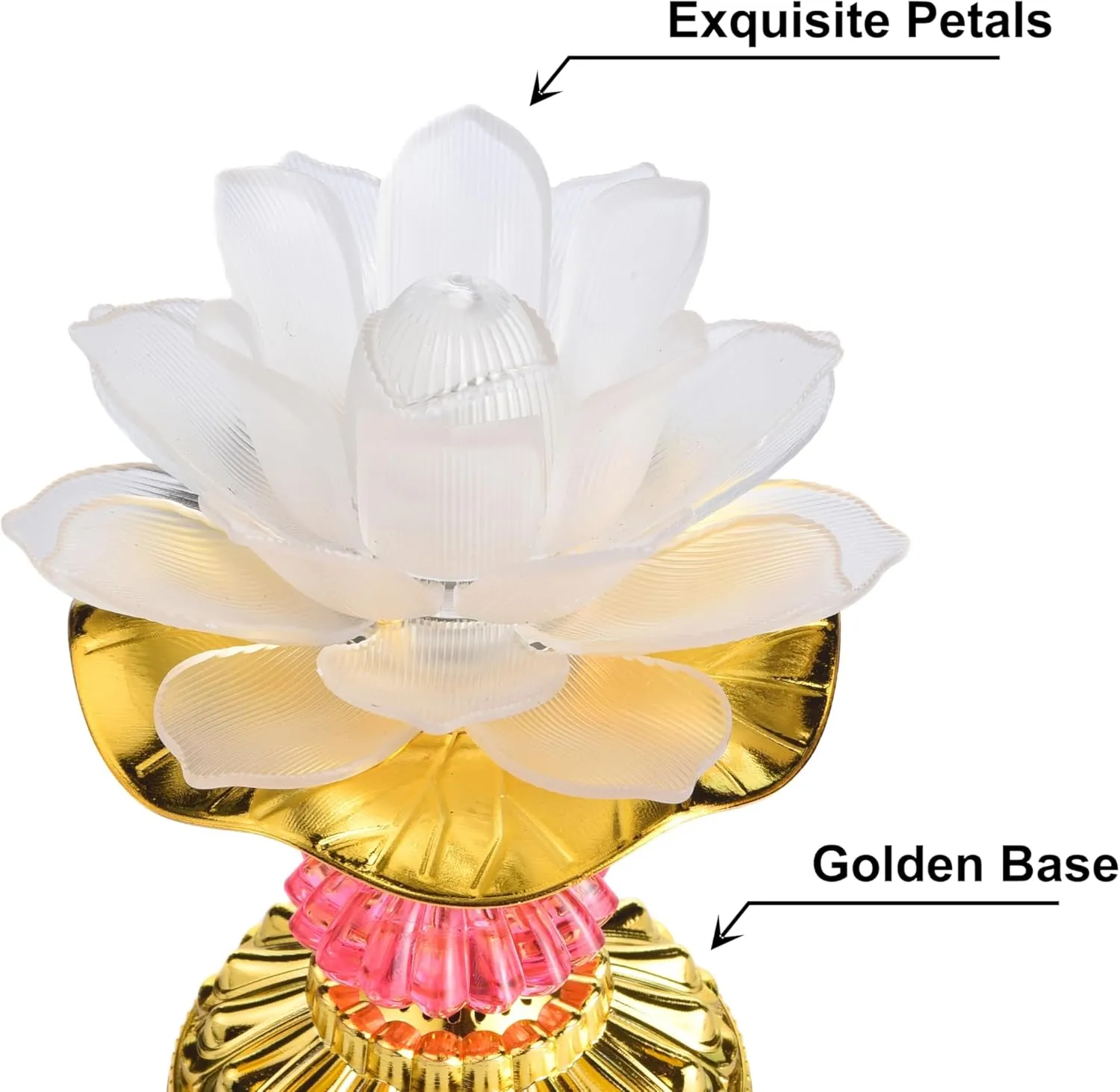 Colorful LED Lotus Buddhist Lamp, Gradient Buddha Light for Worship, Prayer and Display, Low Power Consumption, Eco - Friendly Material for Buddha Occasions, Buddhist Supplies - White