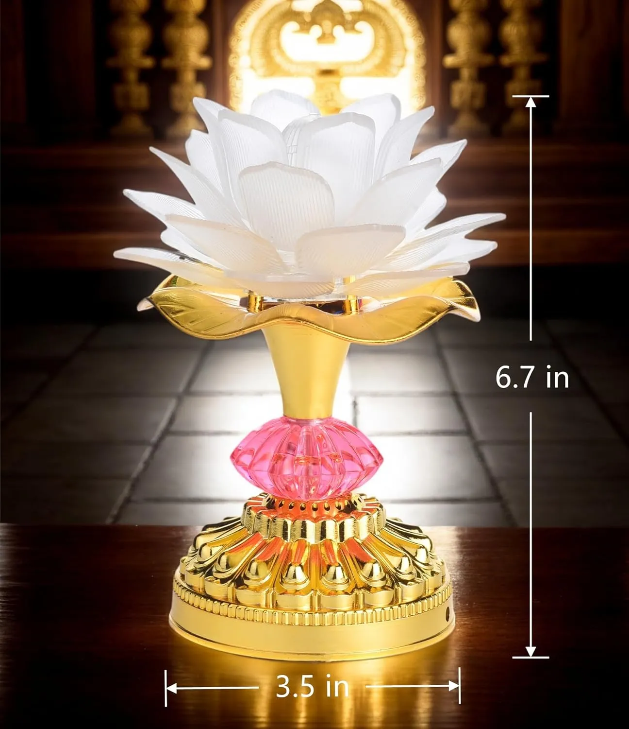 Colorful LED Lotus Buddhist Lamp, Gradient Buddha Light for Worship, Prayer and Display, Low Power Consumption, Eco - Friendly Material for Buddha Occasions, Buddhist Supplies - White