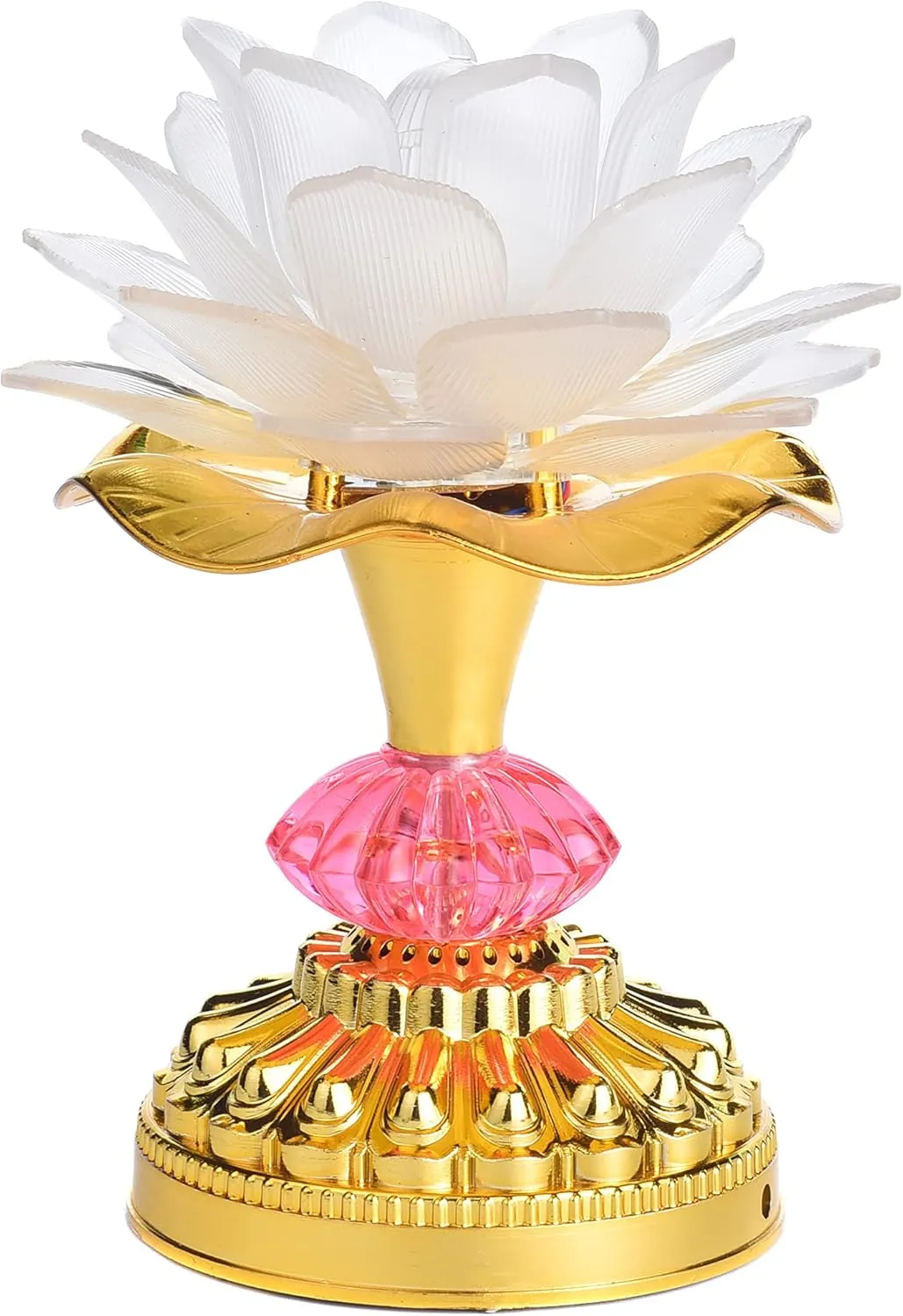 Colorful LED Lotus Buddhist Lamp, Gradient Buddha Light for Worship, Prayer and Display, Low Power Consumption, Eco - Friendly Material for Buddha Occasions, Buddhist Supplies - White