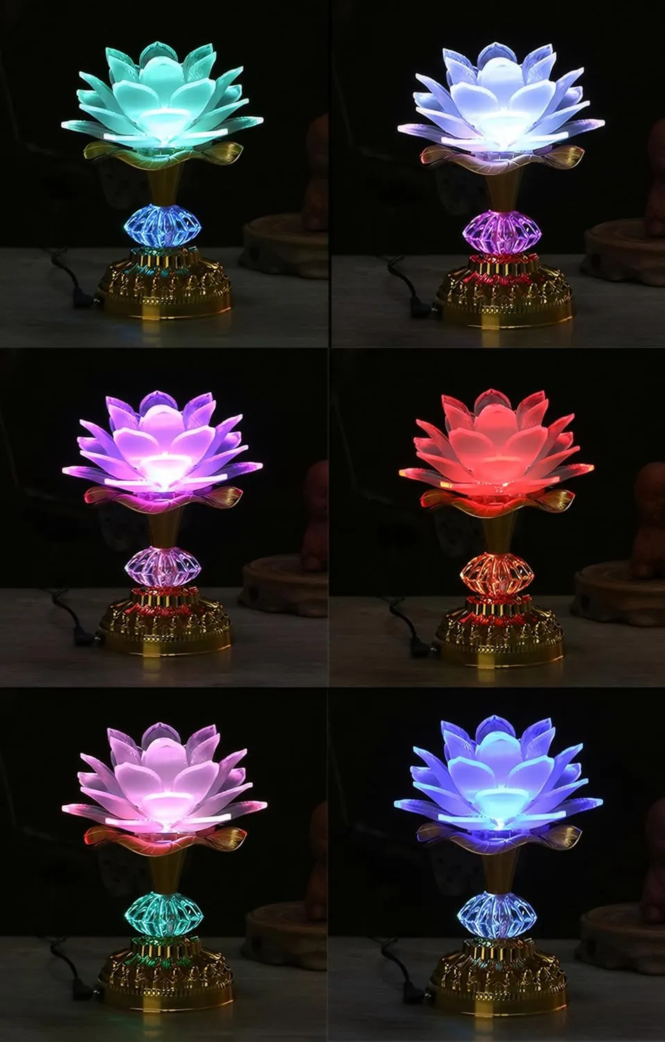 Colorful LED Lotus Buddhist Lamp, Gradient Buddha Light for Worship, Prayer and Display, Low Power Consumption, Eco - Friendly Material for Buddha Occasions, Buddhist Supplies - White
