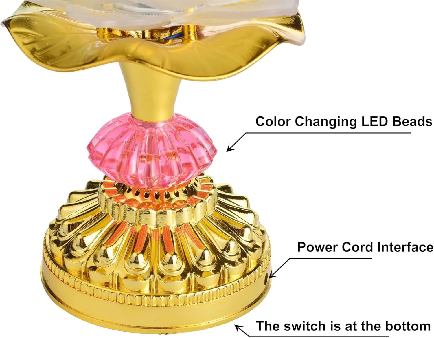 Colorful LED Lotus Buddhist Lamp, Gradient Buddha Light for Worship, Prayer and Display, Low Power Consumption, Eco - Friendly Material for Buddha Occasions, Buddhist Supplies - White