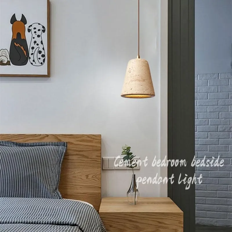 Concrete Simple Brass Stone Pendant Lights Dining Room Kitchens Island Hanging Lights Wabi Sabi Style Bedside Light Fixture Wire Adjustable (1 Pack) Type H