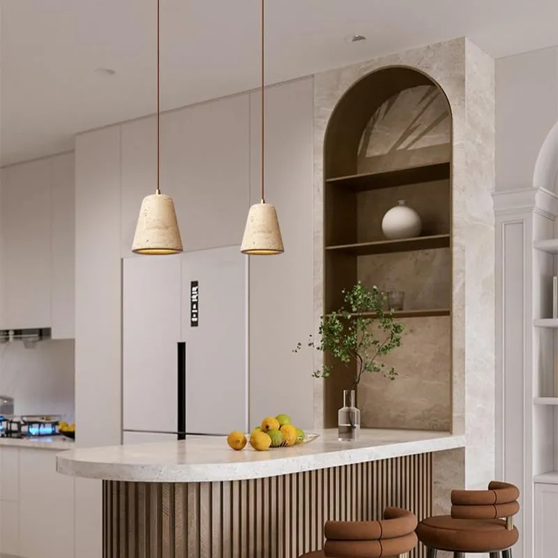 Concrete Simple Brass Stone Pendant Lights Dining Room Kitchens Island Hanging Lights Wabi Sabi Style Bedside Light Fixture Wire Adjustable (1 Pack) Type H
